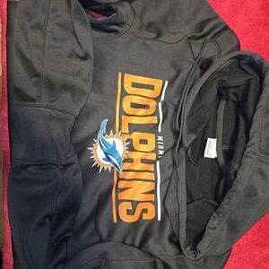 Nike Black Hoodie with Orange and Blue Dolphins Logo